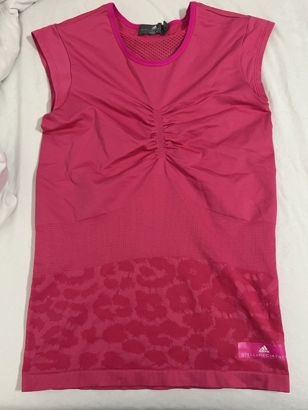 Adidas By Stella McCartney Pink Barricade Top Size Medium Leopard Print Athletic